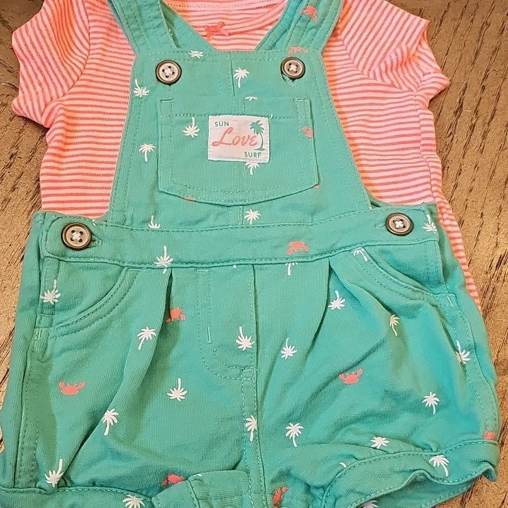 NWOT Carter's Teal Overall Set 3T